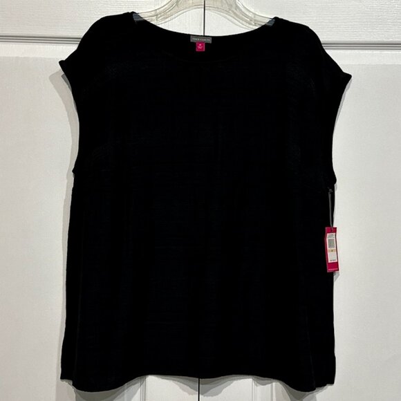 NWT Vince Camuto Black Sleeveless Mixed Media Top - Size 2X - Picture 1 of 3